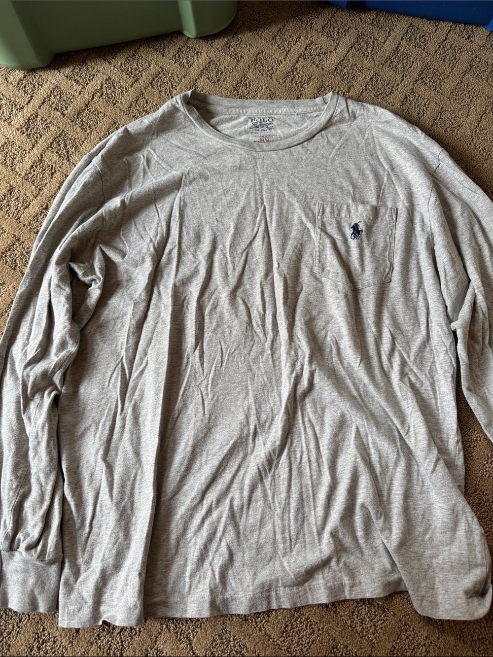 Polo by Ralph Lauren Light Gray Long-Sleeve Crewneck Pocket Tee